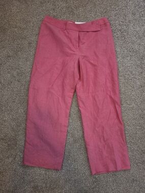 LOFT Wide-Leg Linen-Blend Pants in Coral Pink